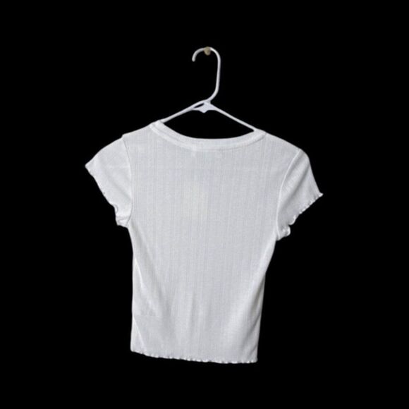 Elodie Womens XS White Ribbed Knit Short Sleeve Top - Picture 2 of 5